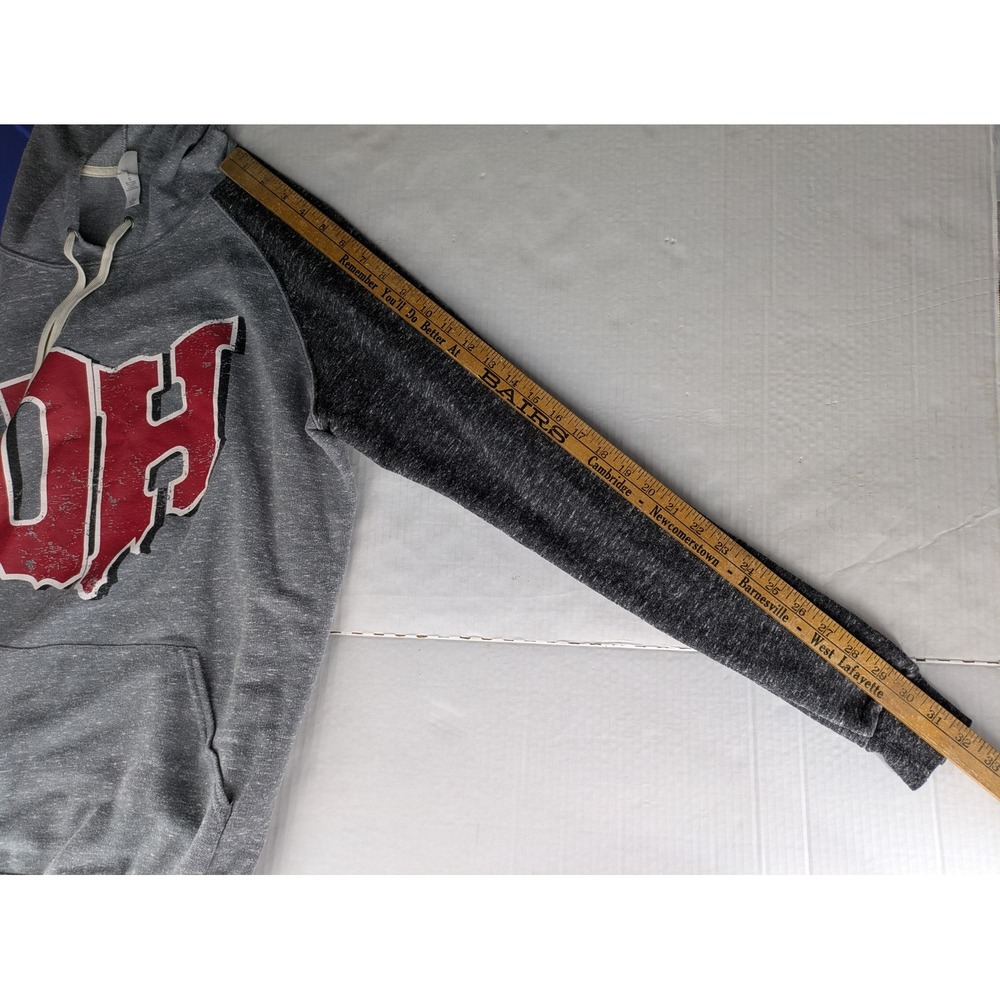 Jerzees Ohio OH Hoodie Mens Large Gray Raglan Graphic Sweatshirt Cozy Loungewear - Picture 11 of 12